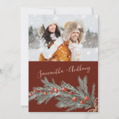 Invitation Mariage photo hiver de Noël de pin vert (Dos)