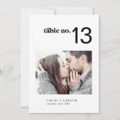 Invitation Mariage photo horizontal noir moderne Numéro de ta (Dos)