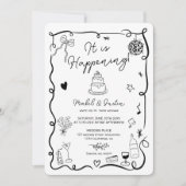 Invitation Mariage photo illustré à main noire (Devant)