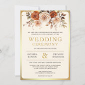 Invitation Mariage photo indien Hindu de couleur or orange ro (Devant)