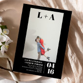 Invitation Mariage photo initial moderne noir gras minimalist