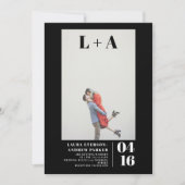 Invitation Mariage photo initial moderne noir gras minimalist (Devant)