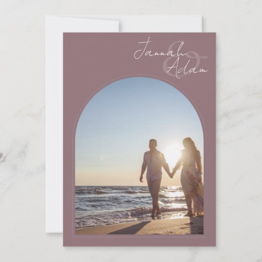 Invitation Mariage photo initial moderne Plum Purple Arch (Dos)