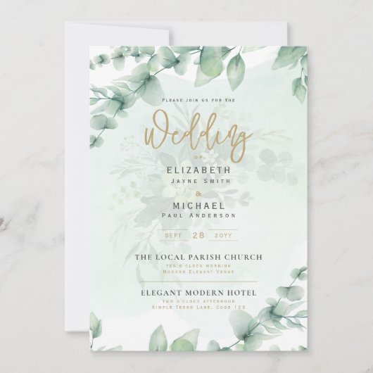 Invitation Mariage photo invite verdure or Eulcalyptus (Devant)
