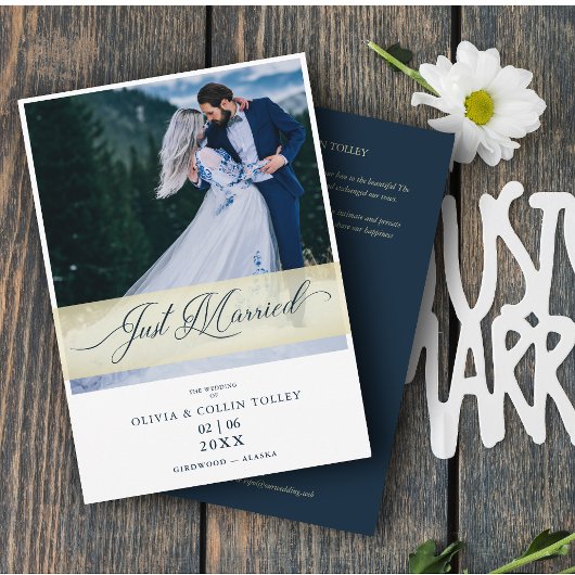 Invitation Mariage Photo Juste Marié Mains Citation Lettre