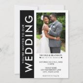 Invitation Mariage photo latéral noir et blanc (Devant)