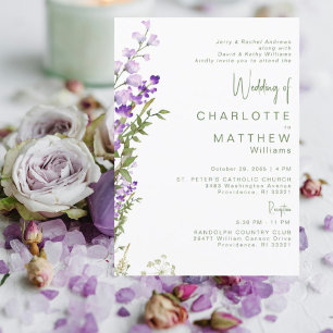 Invitation Mariage Photo Lavande 2 Lieux Deux Parents