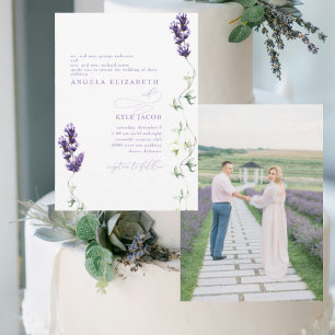 Invitation Mariage photo Lavender Floral Couple