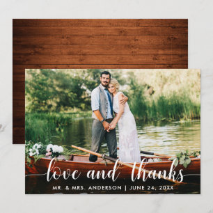 Invitation Mariage Photo Love and Thanks Card Wood