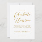 Invitation Mariage photo manuscrit moderne Gold Script (Devant)