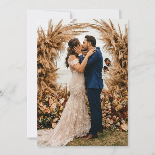 Invitation Mariage photo manuscrit moderne Gold Script (Dos)