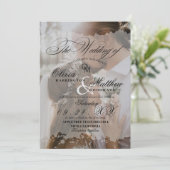 Invitation Mariage photo manuscrit romantique (Debout devant)