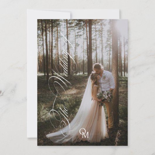 Invitation Mariage photo manuscrit romantique (Dos)