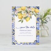 Invitation Mariage photo méditerranéen chic Sauvez la date (Debout devant)