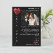 Invitation Mariage Photo-Merci-Coeur En Forme De Rose Rouge- (Debout devant)