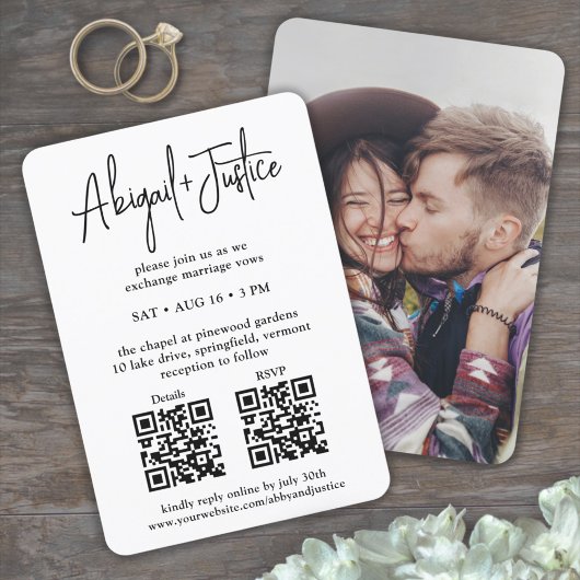 Invitation Mariage photo mini-script tout-en-un Petite QR