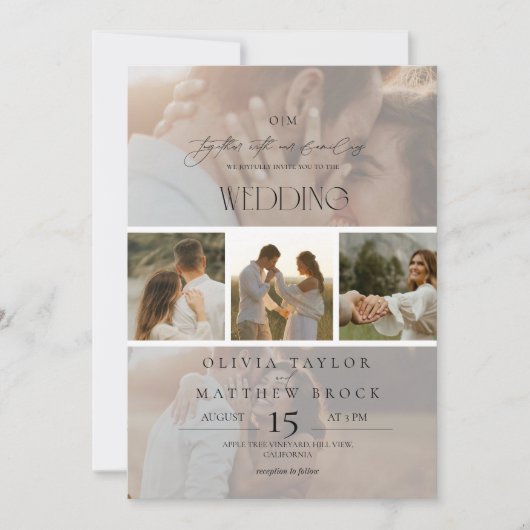 Invitation Mariage photo minimal de superposition élégante (Devant)