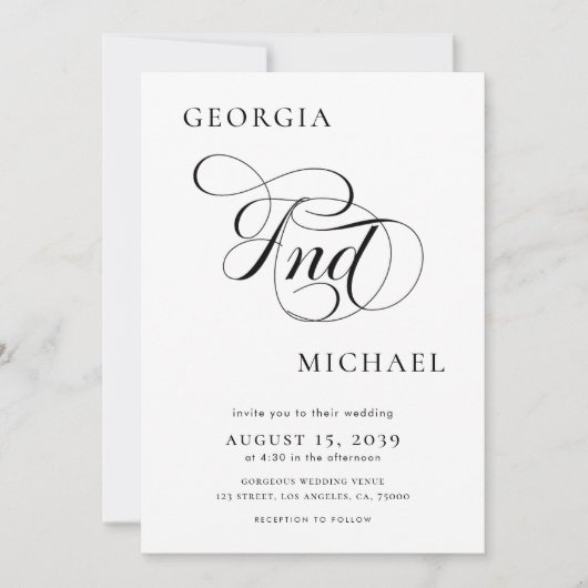 Invitation Mariage photo minimal moderne de script luxueux (Devant)