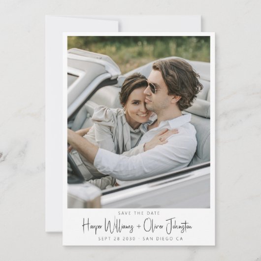 Invitation Mariage photo minimal moderne Enregistrer la date (Devant)
