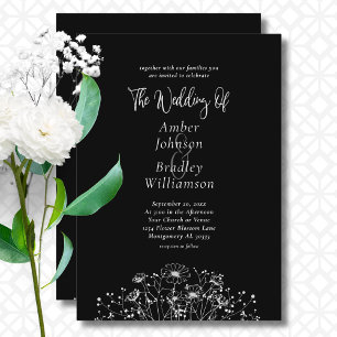 Invitation Mariage photo minimal noir blanc couleur couleur Q