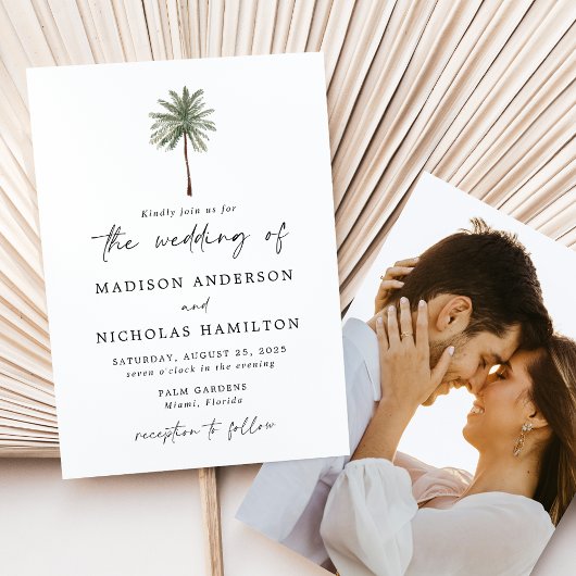 Invitation Mariage photo minimal Palm Tree