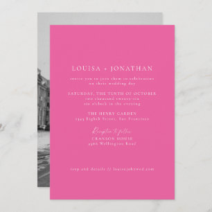 Invitation Mariage photo minimaliste à écran plat rose chaud