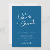 Invitation Mariage photo minimaliste bleu moderne (Devant)