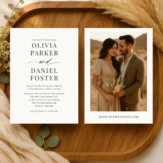 Invitation Mariage photo minimaliste Boho