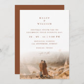 Invitation Mariage photo minimaliste Boho en terre cuite (Devant / Derrière)