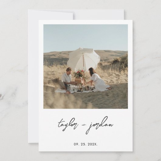 Invitation Mariage photo minimaliste Boho Script (Devant)
