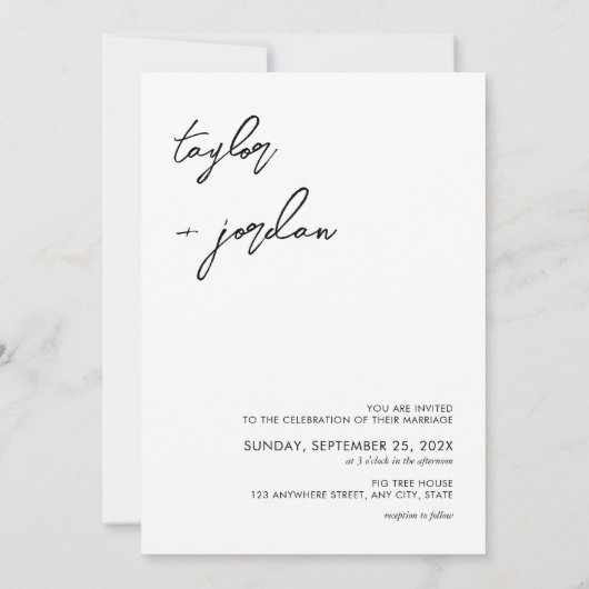 Invitation Mariage photo minimaliste Boho Script (Dos)
