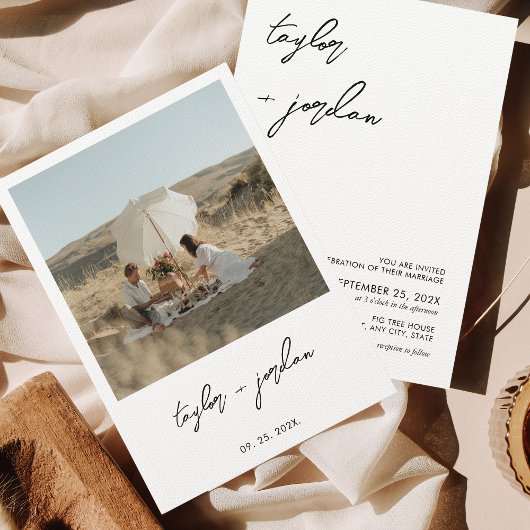 Invitation Mariage photo minimaliste Boho Script
