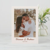 Invitation Mariage photo minimaliste Brown rouille (Debout devant)