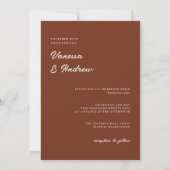 Invitation Mariage photo minimaliste Brown rouille (Dos)