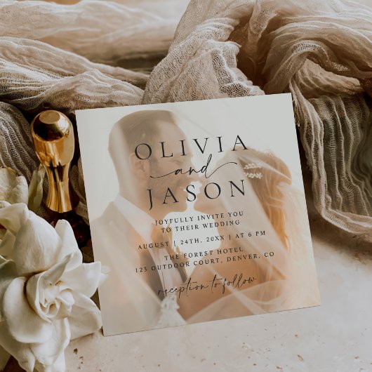 Invitation Mariage photo minimaliste Carré élégant