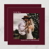 Invitation Mariage photo minimaliste de Bourgogne Carré moder (Devant / Derrière)