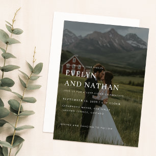 Invitation Mariage photo minimaliste de destination de montag