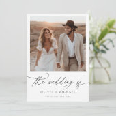 Invitation Mariage photo minimaliste de script Boho (Debout devant)