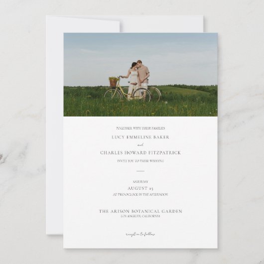 Invitation Mariage photo minimaliste élégant (Devant)