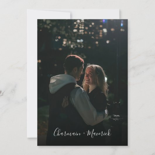 Invitation Mariage photo minimaliste Emerald Green (Dos)