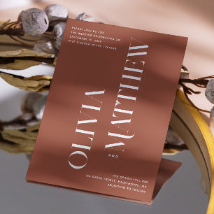 Invitation Mariage photo minimaliste en terre cuite + détails