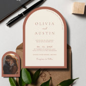 Invitation Mariage photo minimaliste en terre cuite moderne