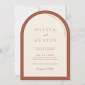 Invitation Mariage photo minimaliste en terre cuite moderne (Devant)