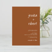 Invitation Mariage photo minimaliste en terre cuite moderne (Debout devant)