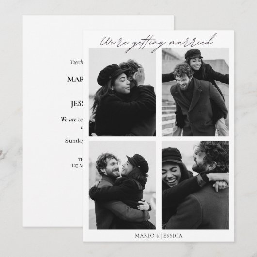 Invitation Mariage photo minimaliste esthétique (Devant / Derrière)