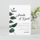 Invitation Mariage photo minimaliste Eucalyptus Couple (Debout devant)