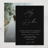 Invitation Mariage photo minimaliste lunatique (Devant / Derrière)