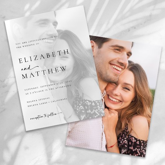 Invitation Mariage photo minimaliste moderne