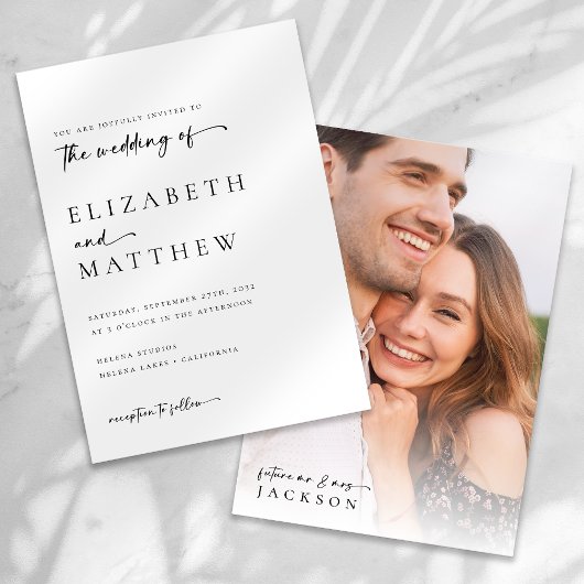 Invitation Mariage photo minimaliste moderne