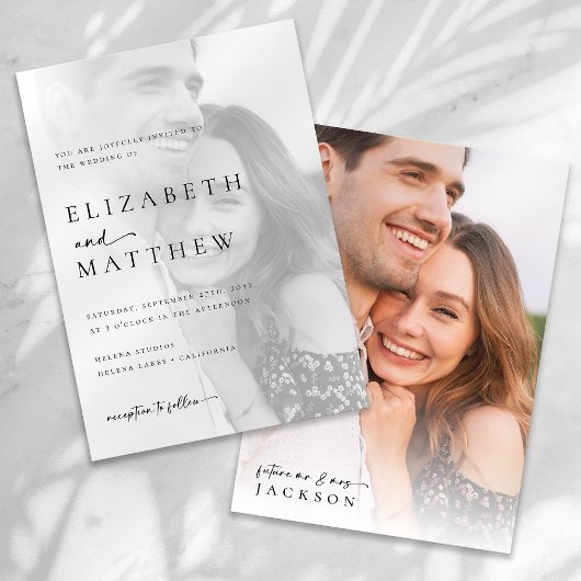 Invitation Mariage photo minimaliste moderne